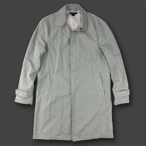 Theory Trench Coat PERKIN‎ Mens Large Grey Long Military Style Nylon Blend Rain